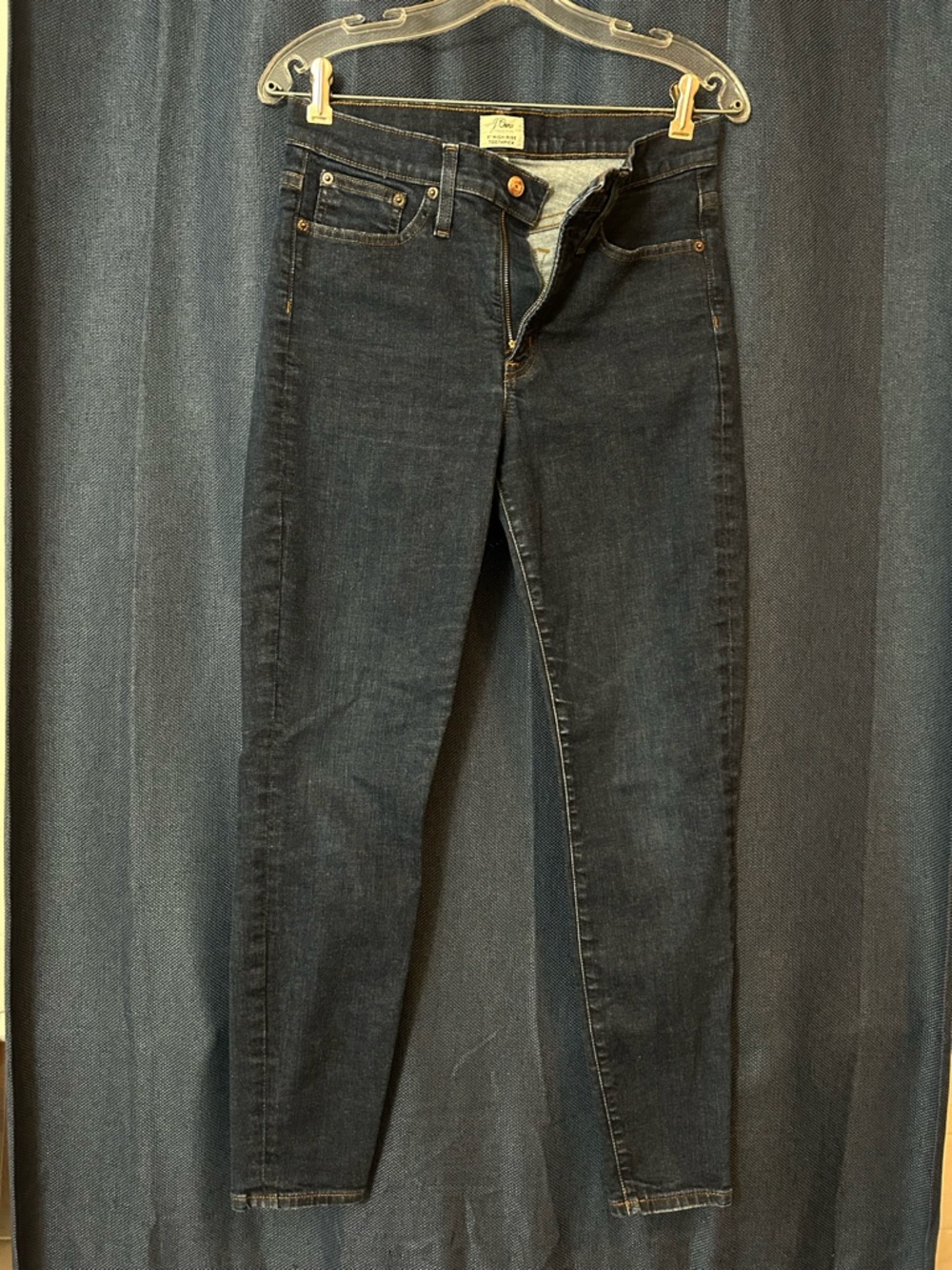 J. Crew. High-Rise Toothpick Jeans in Dark Indigo